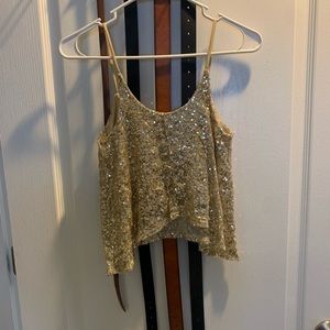 Gold sequence crop top